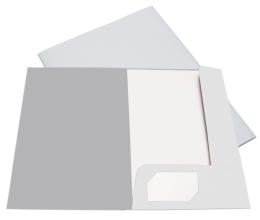 Square Cut Folder A4 With 2 Flaps White, cutout for business card 